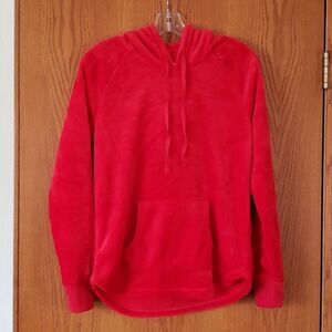 NWT Bright Red Fleece Hoodie Pullover Sweater Jr M